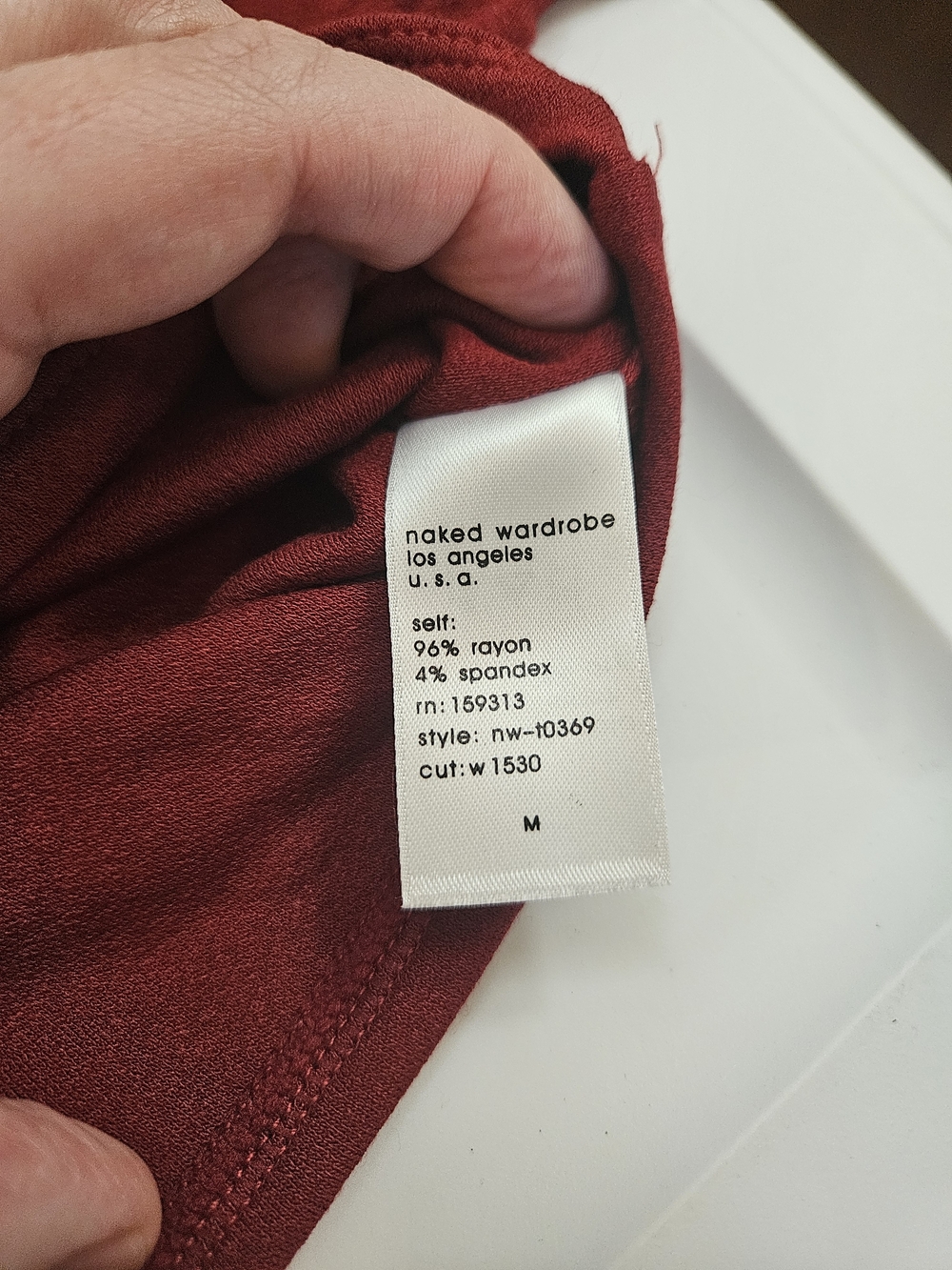 Naked Wardrobe Long Sleeve Crop Top Burgundy Sz M New - Picture 7 of 7